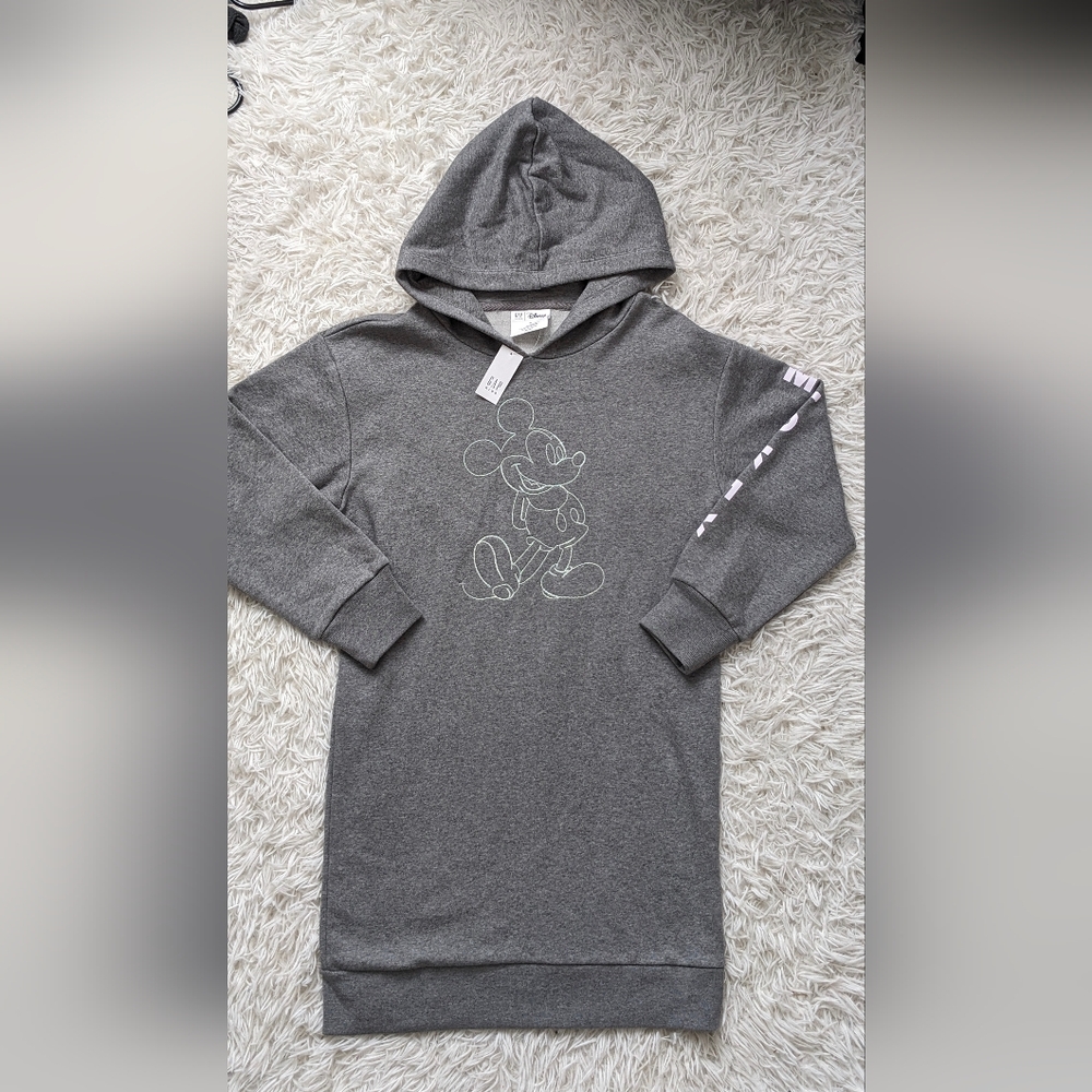 GAP Kids Gray Hoodie Dress with Mickey Mouse Graphic
